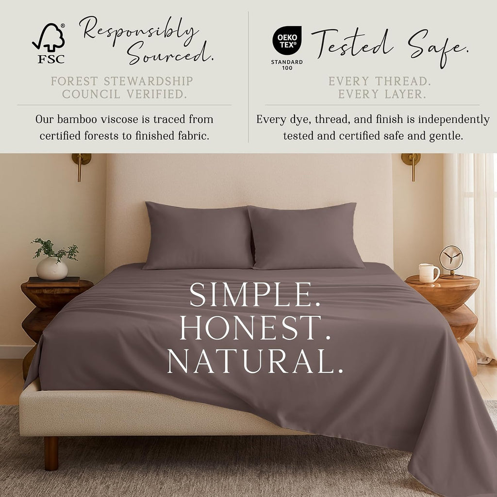 KARISSA MAE 6 Piece Pure Viscose from Bamboo California King Size Sheet Set | 100% FSC Certified | Luxuriously Soft | Cooling | 18" Deep…