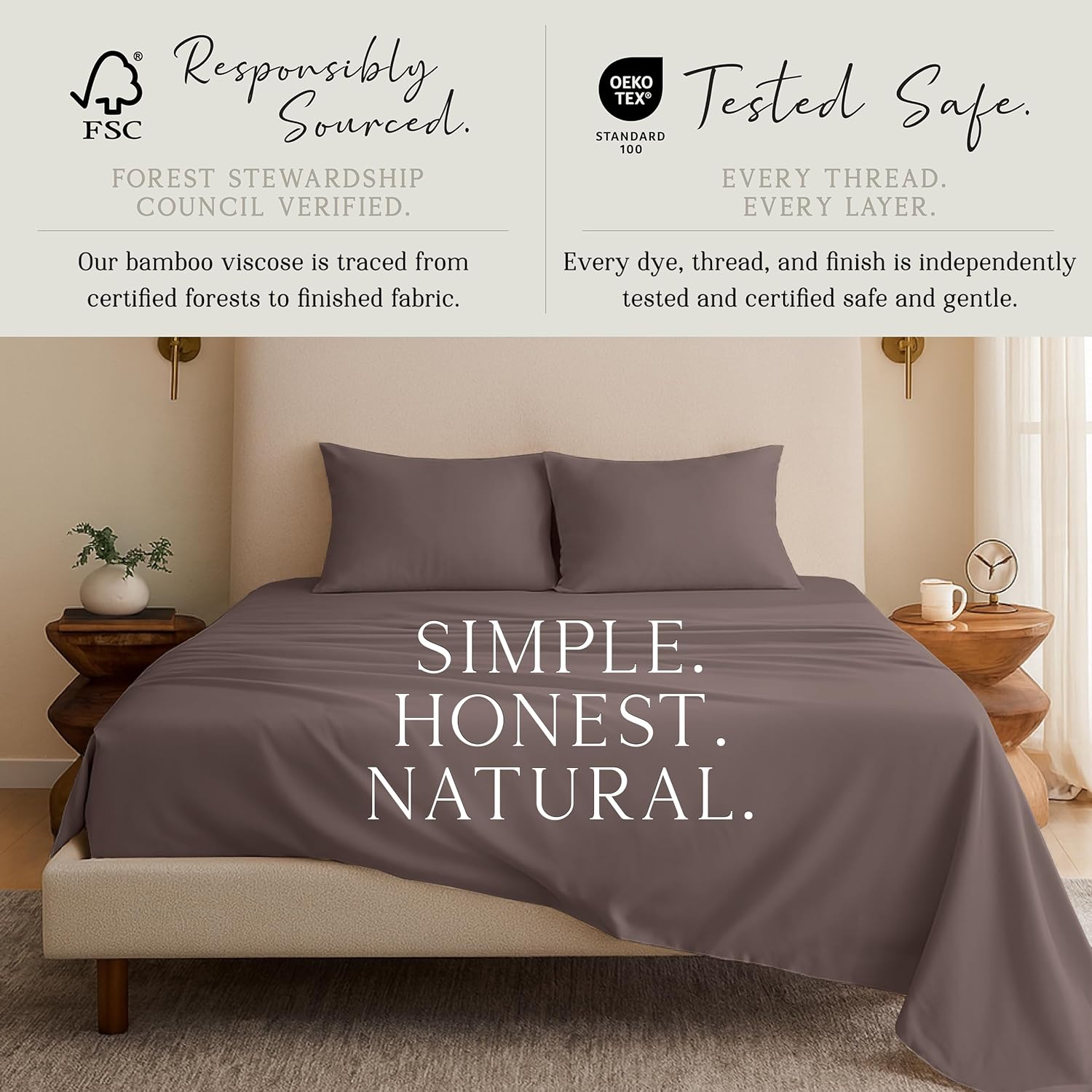 KARISSA MAE 6 Piece Pure Viscose from Bamboo King Size Sheet Set | 100% FSC Certified | Luxuriously Soft | Cooling | 18" Deep Pocket…