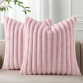 Pallene Faux Fur Plush Throw Pillow Covers 16x16 Set of 2, Luxury Soft Fluffy Striped Decorative Pillow Covers for Sofa, Couch, Living…