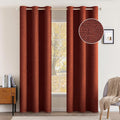 Miulee 100% Blackout Linen Curtains Thermal Insulated Burnt Orange Fall Curtains Grommet Room Darkening for Living Room Bedroom Nursery Rus…
