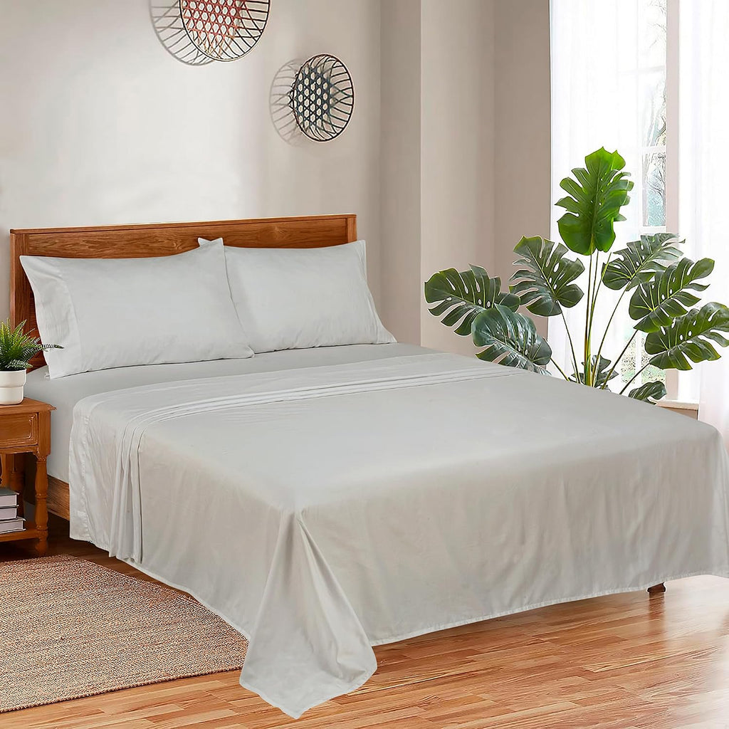 Royalelinens ROYALE LINENS 300 Thread Count 100% Long Staple Combed Cotton Sheet Set - 4 Piece Queen Bed Sheets - 1 Fitted, 1 Flat & 2 Pill…