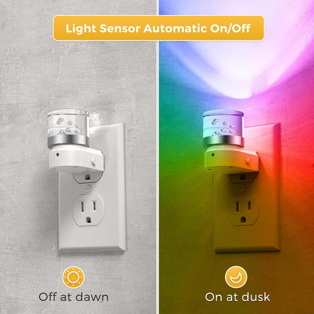 L LOHAS LED Night Light, Night Lights Plug into Wall, Color Changing Nightlight RGB with Dusk to Dawn Sensor, for Halloween, Christmas…