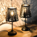 3 Level Dimmable Touch Table Lamps Set of 2, Black Metal Tree Pattern Shadow Lamp, Small Bedside Night Light for Kids, Vintage Accent…