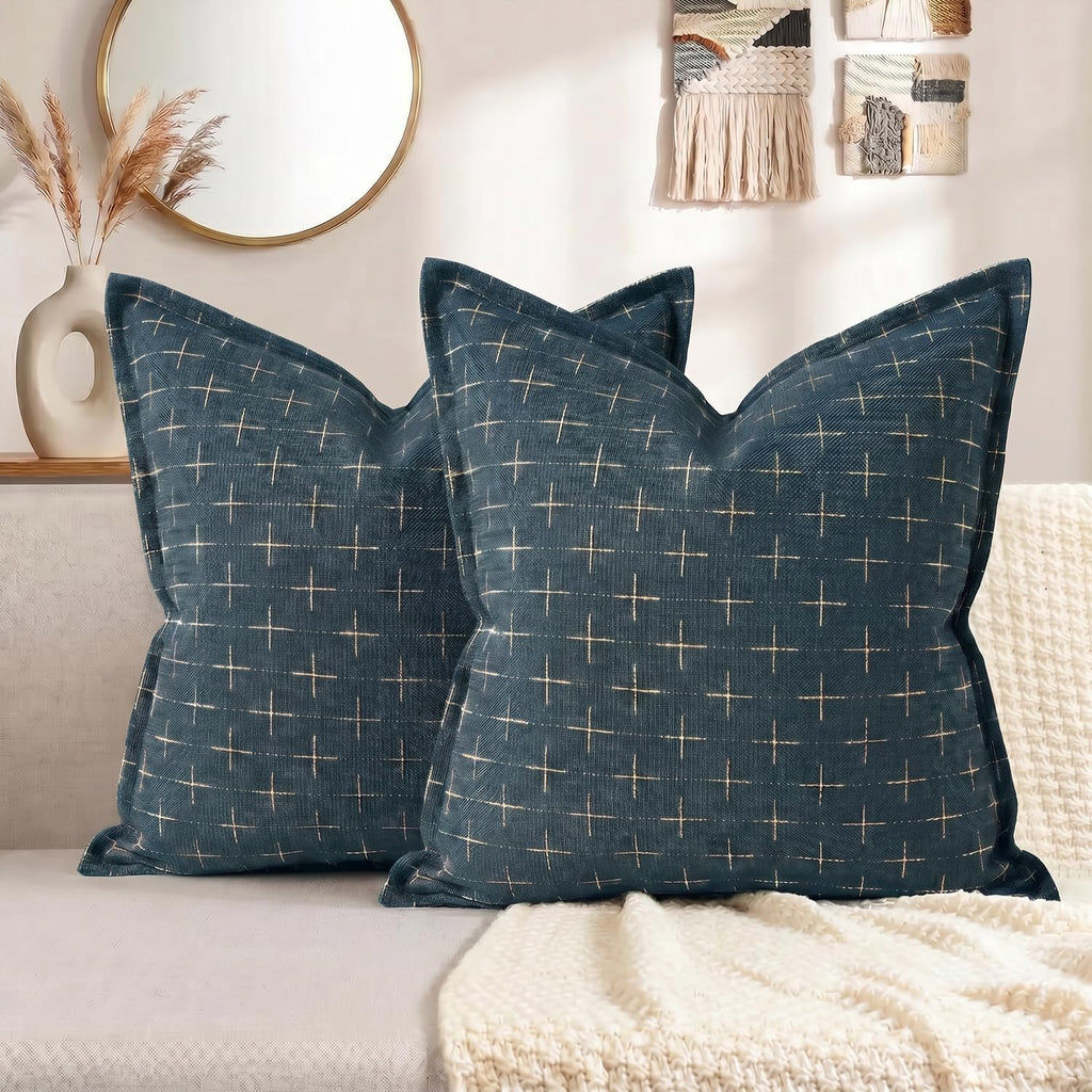 AVOINcolorlife AVOIN colorlife Pack of 2 Decorative Throw Pillow Covers 26x26 Inch, Flange Edges Woven Textured Cushion Case Home Decor for…