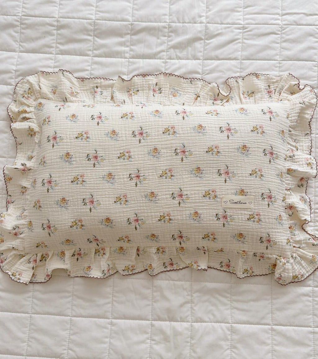 BuLuTu Cotton Muslin Kids Toddler Pillowcase with Cute Azalea Flowers Pattern Super Soft Crib Nursery Pillowcase for Boys, Girls, Bedding…
