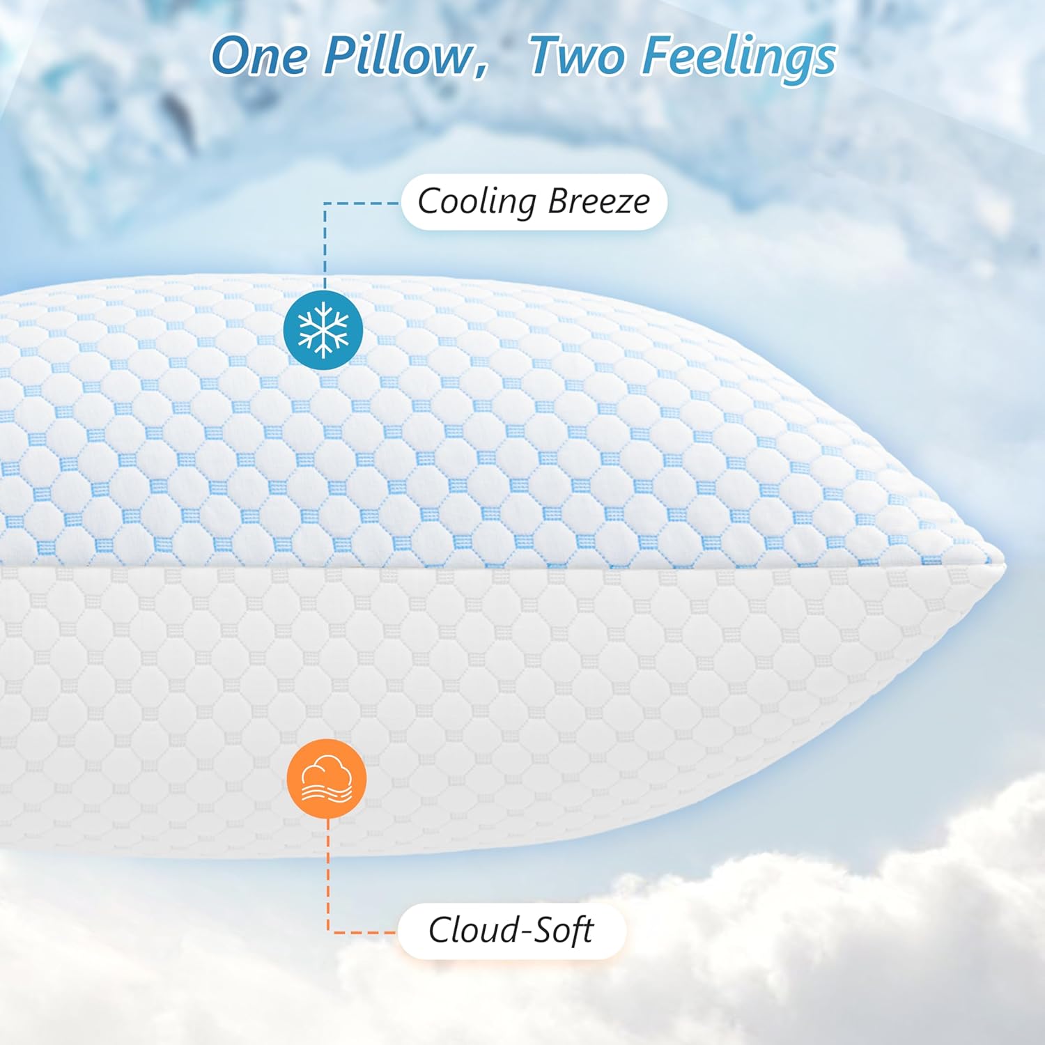 UYWO Cooling Firm Bed Pillows Set of 2, Shredded Memory Foam Pillows for Sleeping Luxury Gel Pillows for Side Back Stomach Sleepers with…