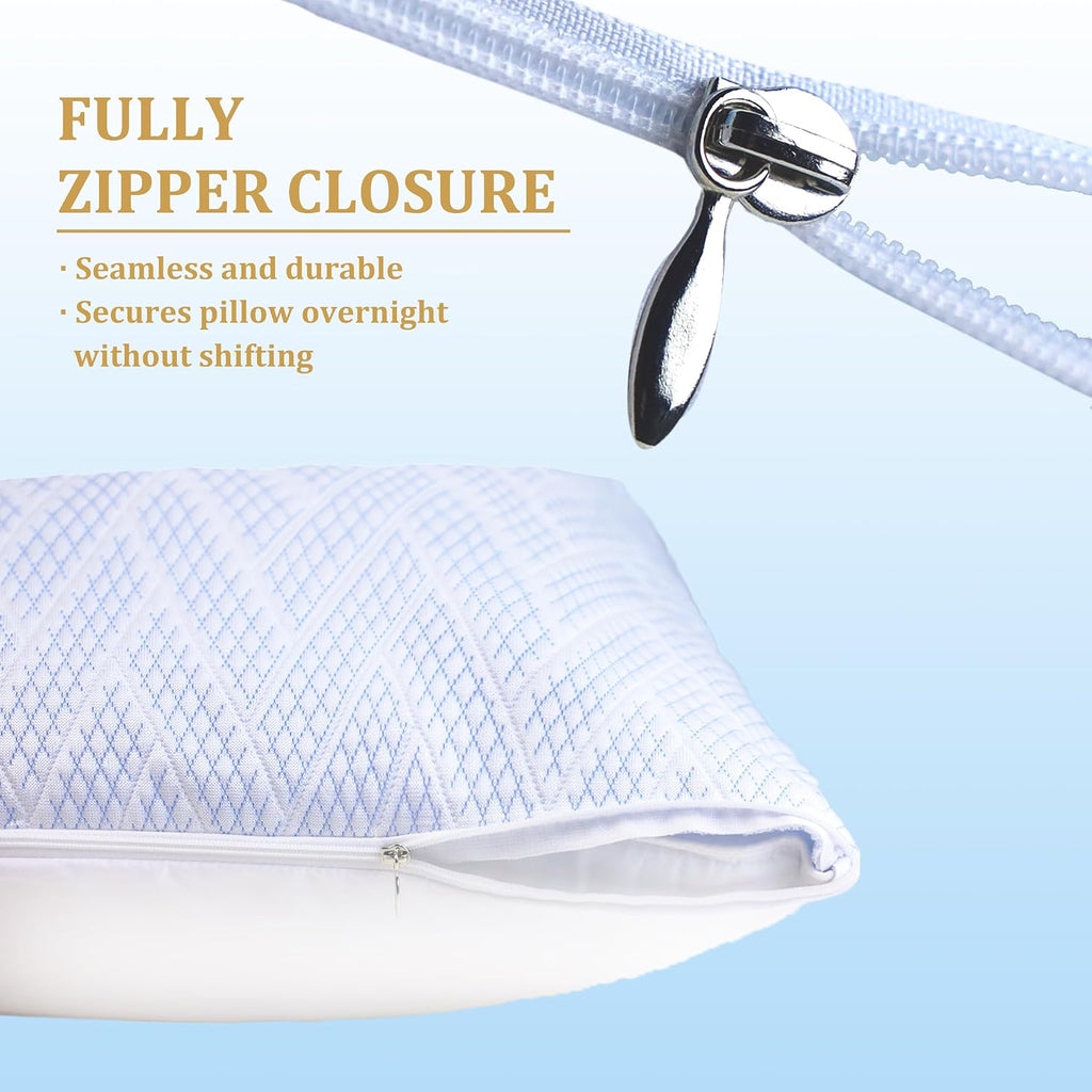 Safe and Sound Cooling Waterproof Pillow Protectors (20×36'') - Breathable Cool Zipped Pillow Cover - PE + Polyester for Summer, Oeko-TEX…