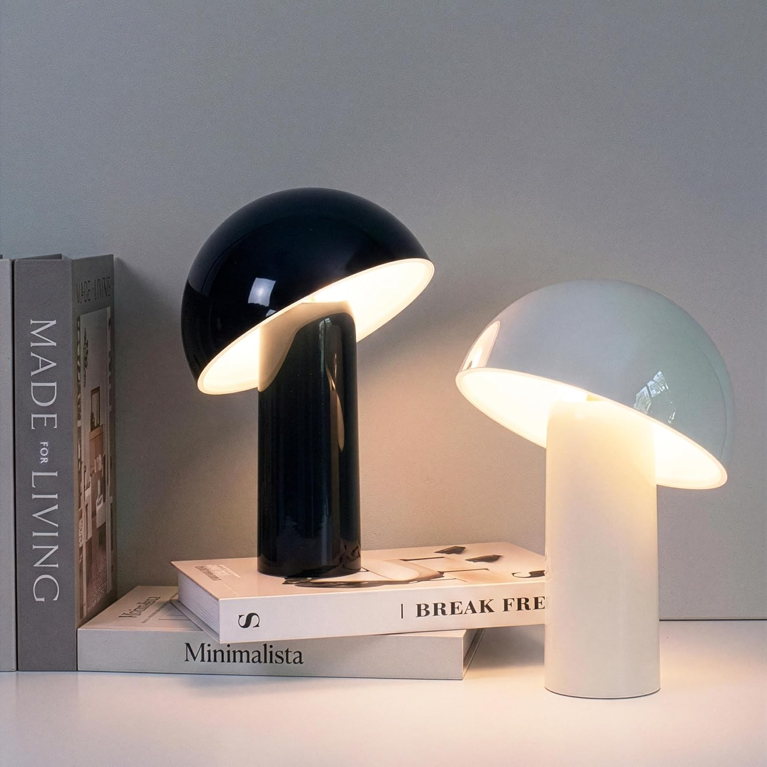 Brightech Celia Table Lamp – 10" Touch-Controlled Mushroom Small Lamp, Cordless & Dimmable LED, Portable Bedside Night Light, Sustainable M…