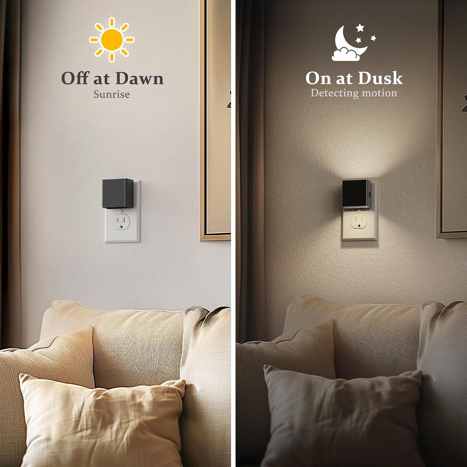 JandCase Night Light, Automatic Night Lights Plug into Wall, 2 Pack Modern Night Lights with Auto Light Sensor, 5000K Brightness…