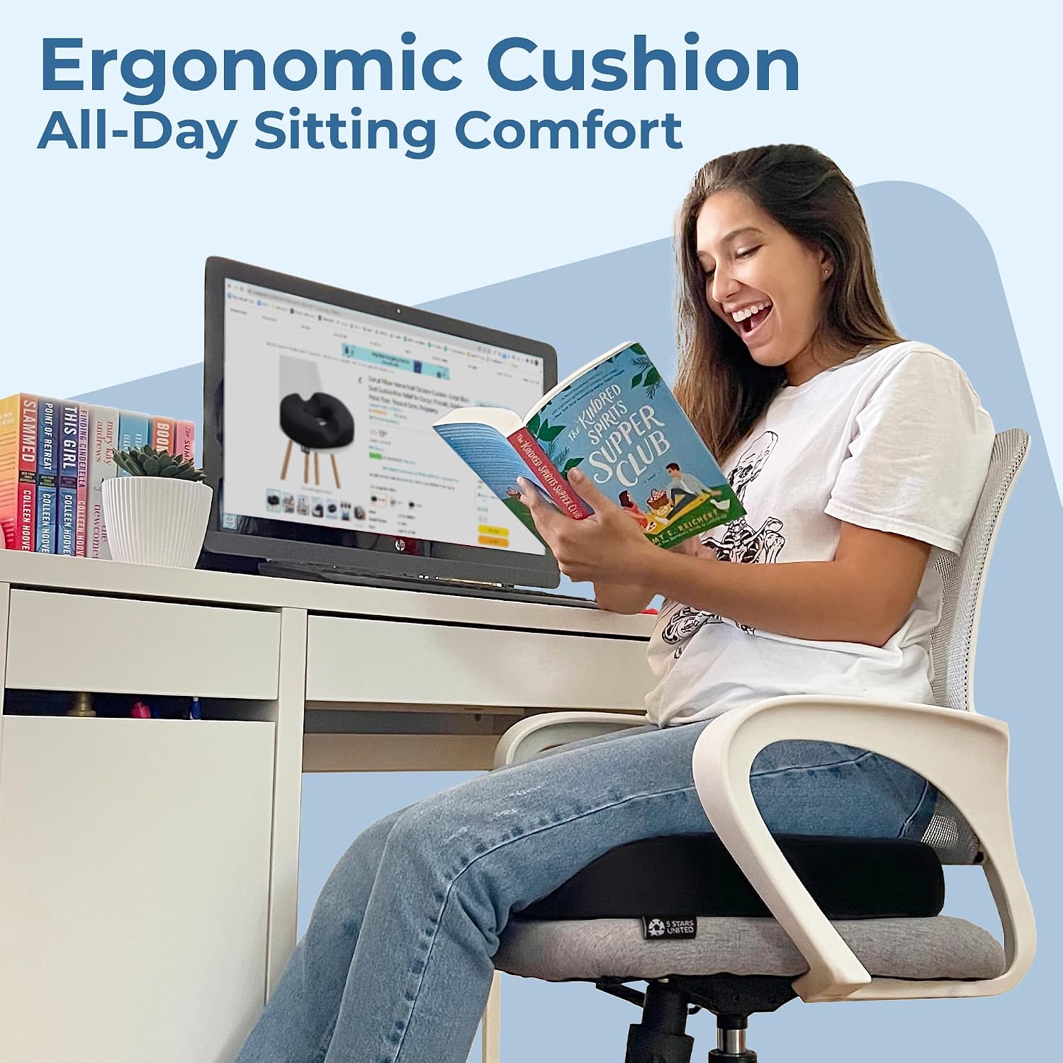 5Starsunited 5 STARS UNITED Donut Pillow Hemorrhoid Tailbone Cushion – Large Floor Cushion for – Coccyx, Prostate, Sciatica, Pelvic Floor,…