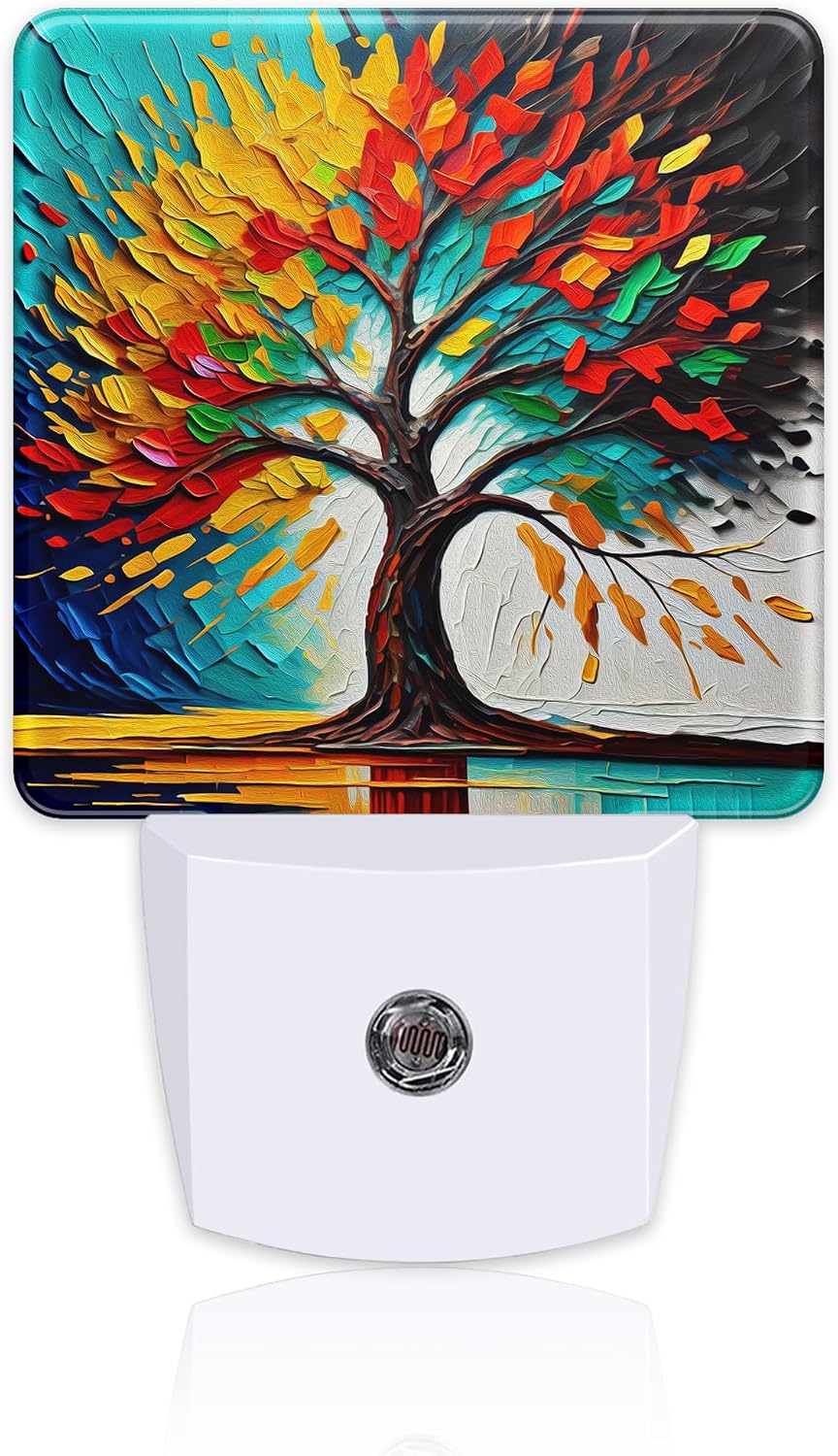 Colorful Life Tree Night Light Plug into Wall, Abstract Modern Artwork Oil Painting Dusk to Dawn Night Light Plug in,0.5w Energy Saving…