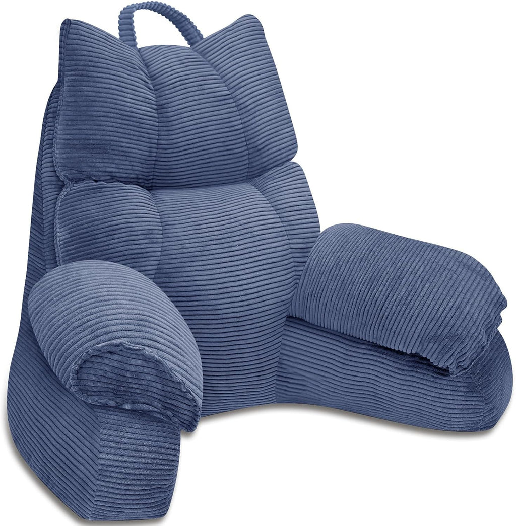 RRPAHWTV Reading Pillow for Bed with High Arm Rests, Back Support Pillow for Sitting Up in Bed with Shredded Memory Foam for Reading, TV…