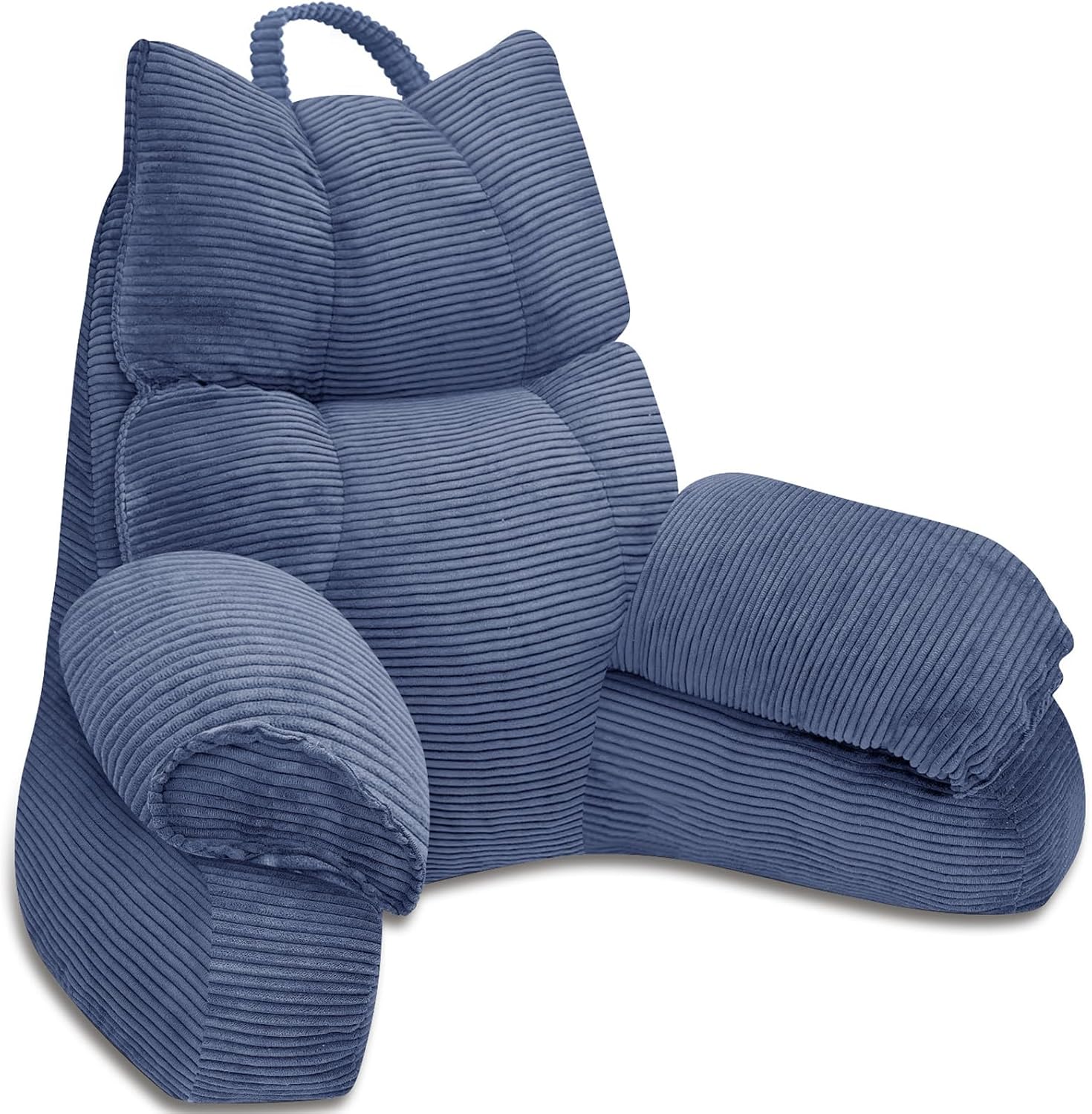 RRPAHWTV Reading Pillow for Bed with High Arm Rests, Back Support Pillow for Sitting Up in Bed with Shredded Memory Foam for Reading, TV…