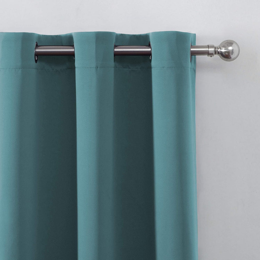 Lemomo Sea Teal Thermal Blackout Curtains/42 x 95 Inch/Set of 2 Panels Room Darkening Curtains for Bedroom 95 Inch silver
