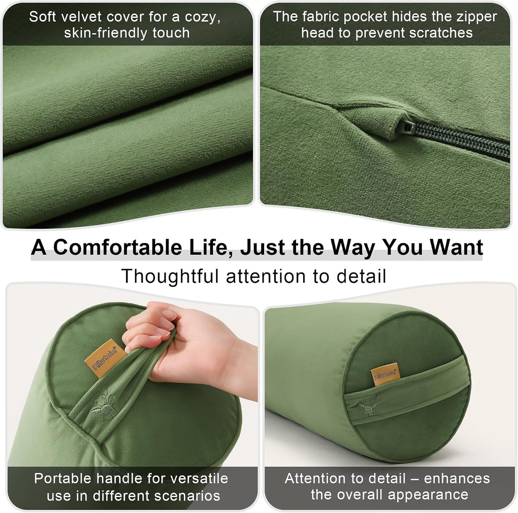 Body Pillow for Adults, Long Round Pillow, Big Cylindrical Pillow, Large Full Bolster Pillows for Side Sleepers (Olive Green, 59"*7.87")