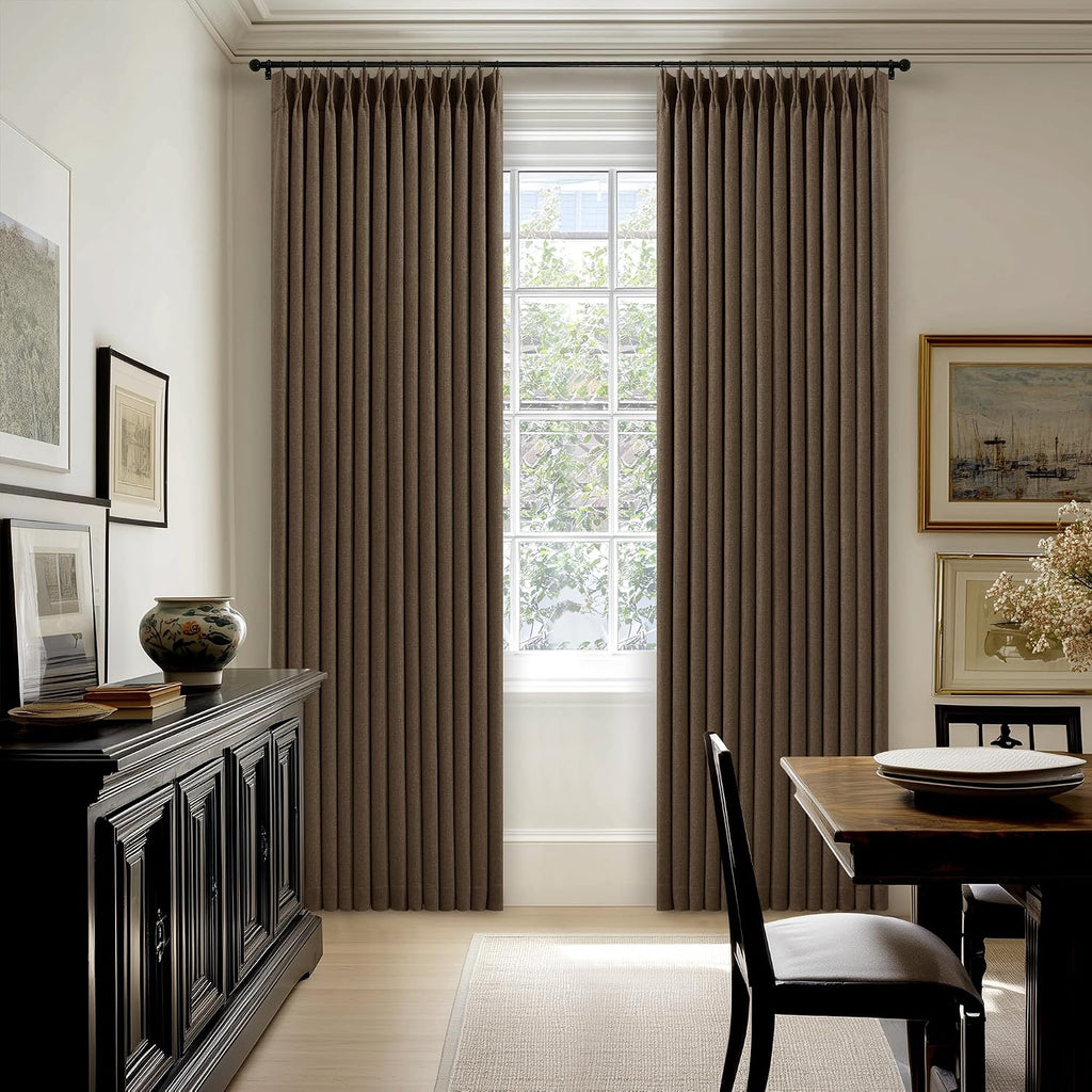 Dutch Cocoa Blackout Pinch Pleat Curtains 2 Panels Set for Living Room Bedroom Farmhouse Farmhouse Pinch Pleated Back Tab Thermal…