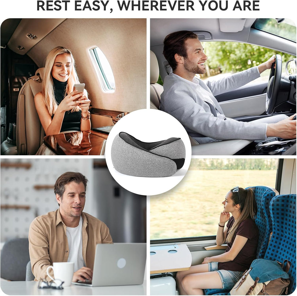 SZXYX Neck Travel Pillows - 100% Pure Memory Foam Neck Pillow for Airplanes, Comfortable Breathable Cover, 360° Support Stowable Pillows…