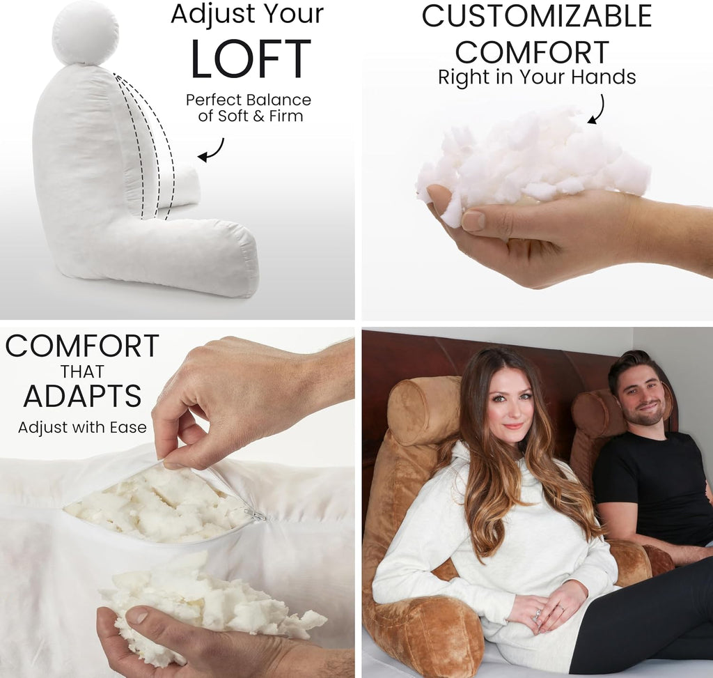 HusbandPillow Husband Pillow Medium Reading Pillow with Arms - 23" Backrest for Sitting Up in Bed - Firm Support Bed Rest Pillow for Adults…