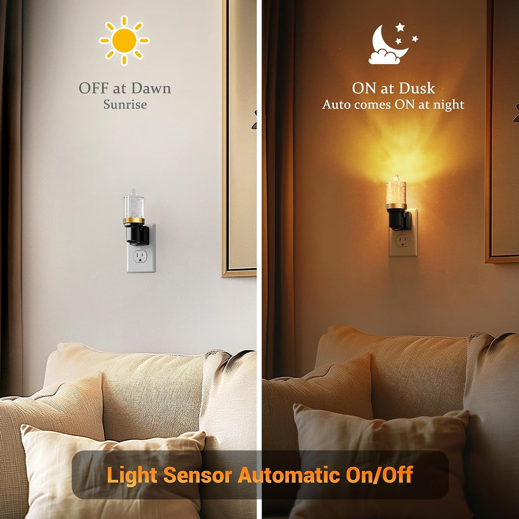 JandCase LED Night Light, Candle Night Lights Plug into Wall Amber, Auto On/Off Light Sensor Nightlight, 0-100LM Brightness Dimmbale…