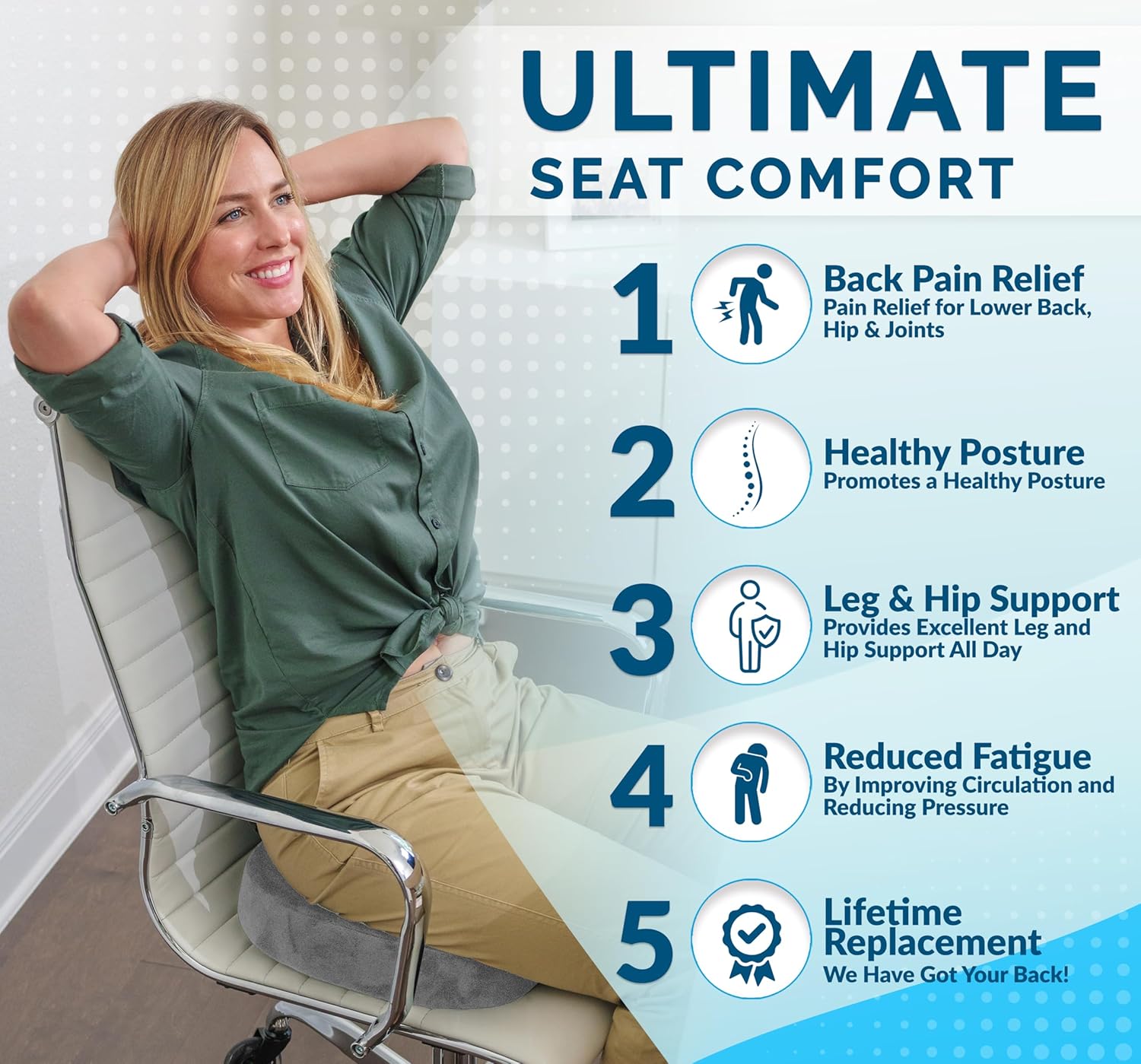 ComfiLife Gel Enhanced Seat Cushion – Office Chair Cushion – Non-Slip Gel & Memory Foam Coccyx Cushion for Tailbone Pain - Desk Chair Car S…
