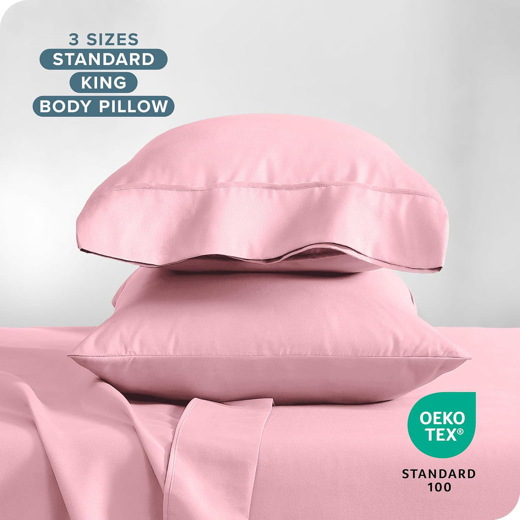 BareHome Bare Home Microfiber Pillow Cases - Standard/Queen Size Set of 2 - Cooling Pillowcases - Double Brushed - Light Pink Pillowcases 2…