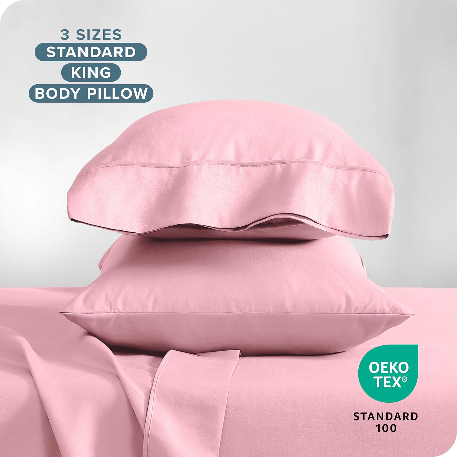 BareHome Bare Home Microfiber Pillow Cases - Standard/Queen Size Set of 2 - Cooling Pillowcases - Double Brushed - Light Pink Pillowcases 2…