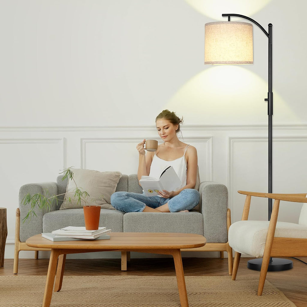 ROTTOGOON Dimmable Floor Lamp, Arc Floor Lamps for Living Room, Stepless Dimming Modern Standing Lamp with Linen Shade, Tall Lamp for…