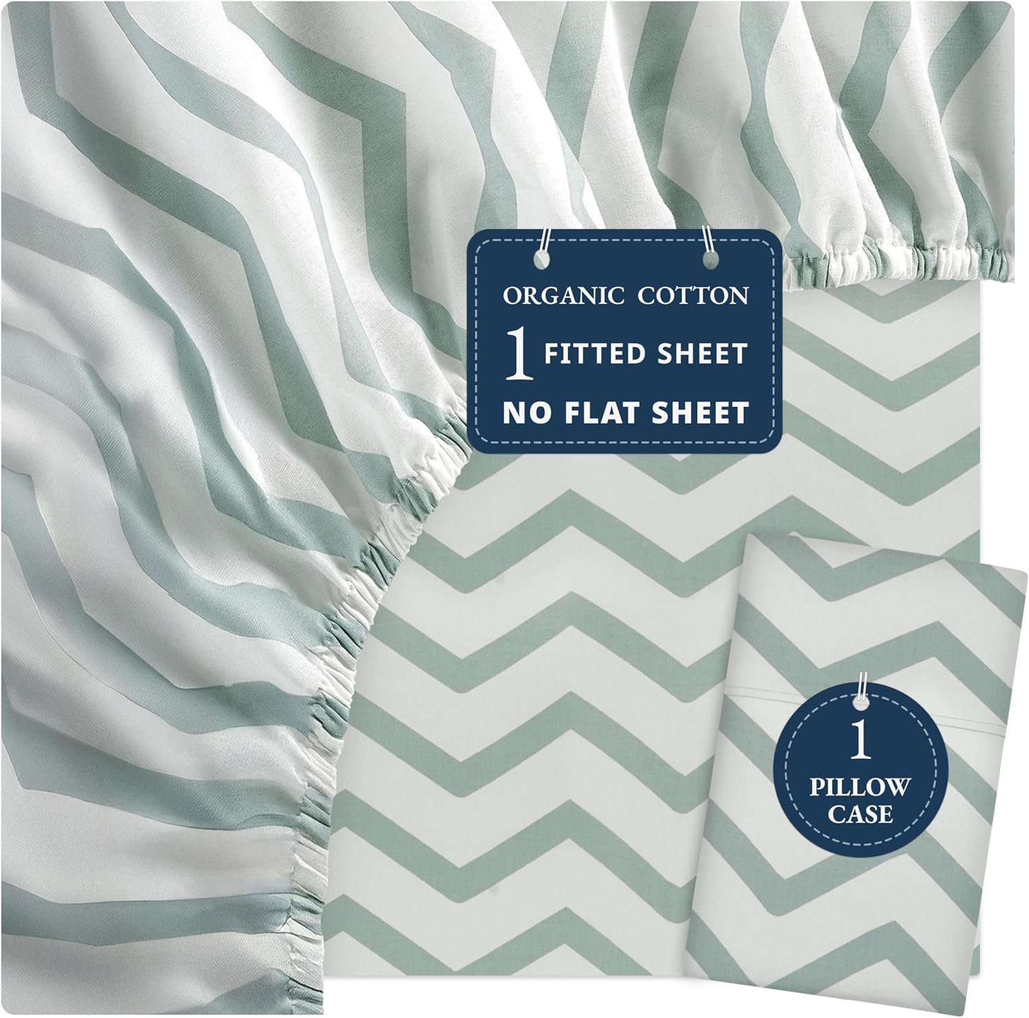 LANE LINEN 100% Organic Cotton Twin Fitted Sheet, 2-Piece Set (1 Fitted Sheet, 1 Pillowcase), Percale Weave, Lightweight, Ultra Soft…
