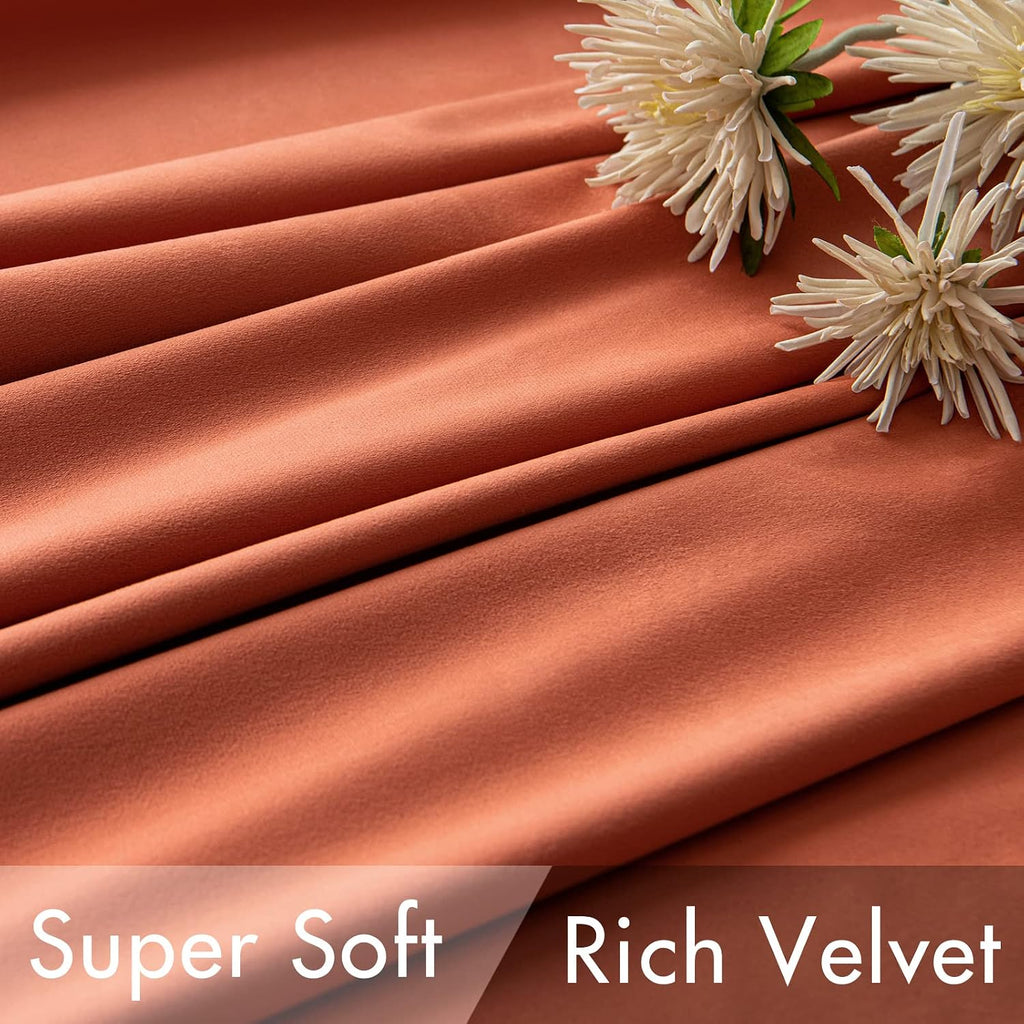 Miulee Velvet Curtains 108 inches Long 2 Panels - Luxury Burnt Orange Curtains for Bedroom Living Room Thermal Insulated Super Soft Window…