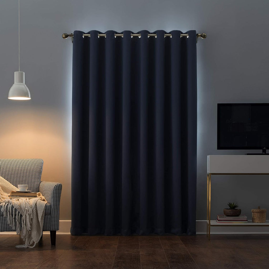 Sun Zero Nordic Theater Grade Extreme 100% Blackout Grommet Curtain Single Panel, 52" x 95", Navy Blue