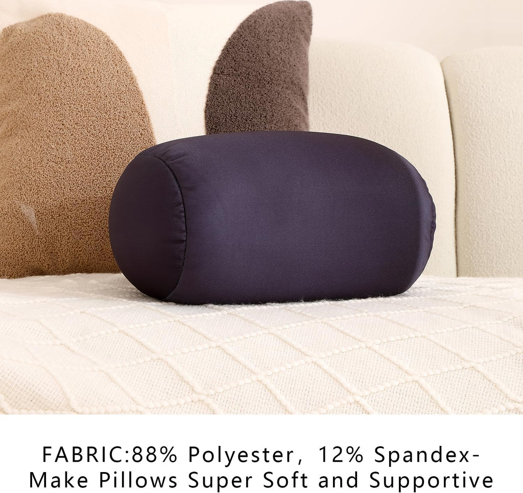 Squishy Microbead Neck Pillow, 7Inch x 12Inch Soft Travel Body Bed Pillow Bean Pillow for Kids Adult Chair Sleeping Car Seat, Fun…