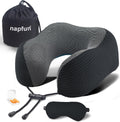 napfun Neck Pillow for Travel with Travel Pouch, Sleep Mask & Earplugs, Memory Foam Airplane Pillow for Headrest Sleep with Eyeshades…