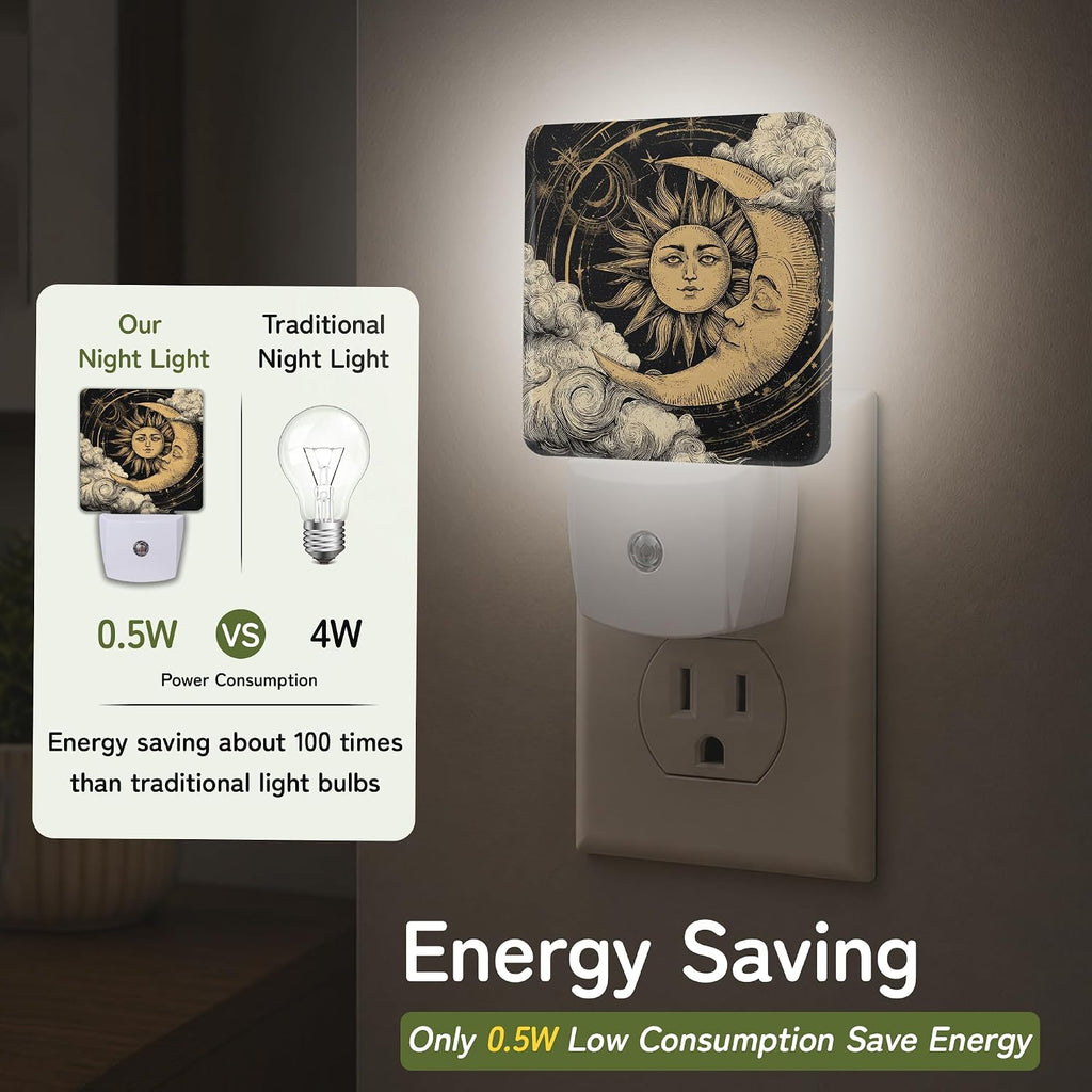 Celestial Sun Moon Night Light, Night Lights Plug into Wall with Dusk to Dawn Sensor for Bedroom Bathroom Hallway Kitchen, Decorative…