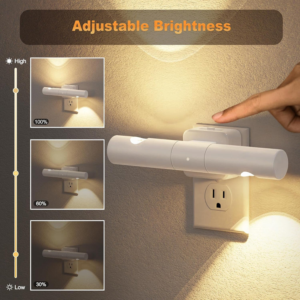 JandCase LED Night Light, 2 Pack Modern Night Lights Plug into Wall, Dusk-to-Dawn Sensor with 3000K Soft White, 0-100LM Dimmable Night…