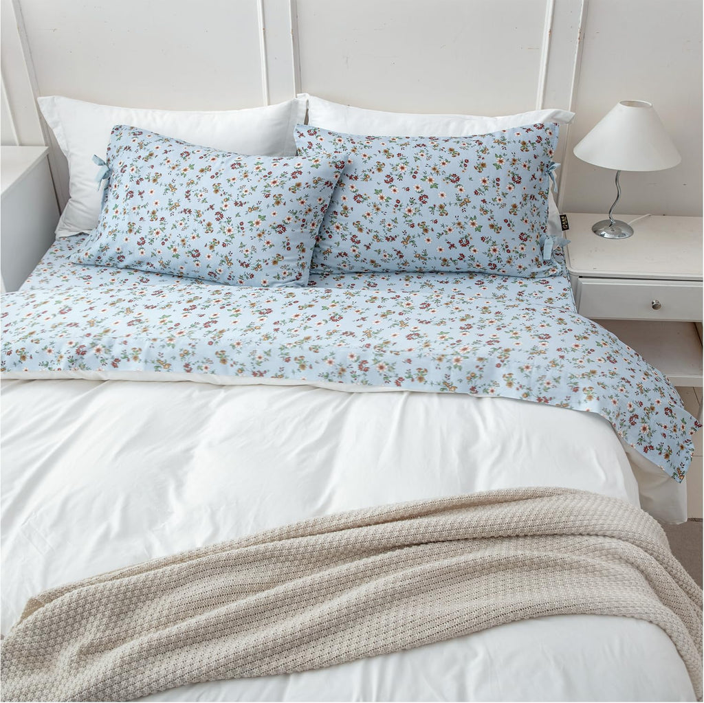FADFAY Luxury Double Gauze Cotton Full Sheet Set, Vintage Wildflower Floral Muslin Sheets, Ultra Soft Breathable Cottagecore Floral Bed…