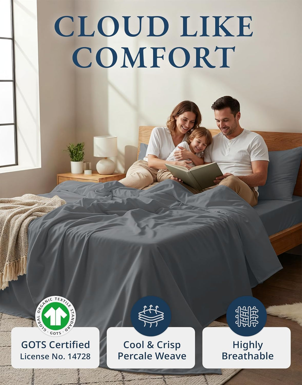 LaneLinen LANE LINEN 100% Organic Cotton California King Sheets Set, Fully Elasticized Reinforsed Seams in Fitted Pocket, Machine Washable…