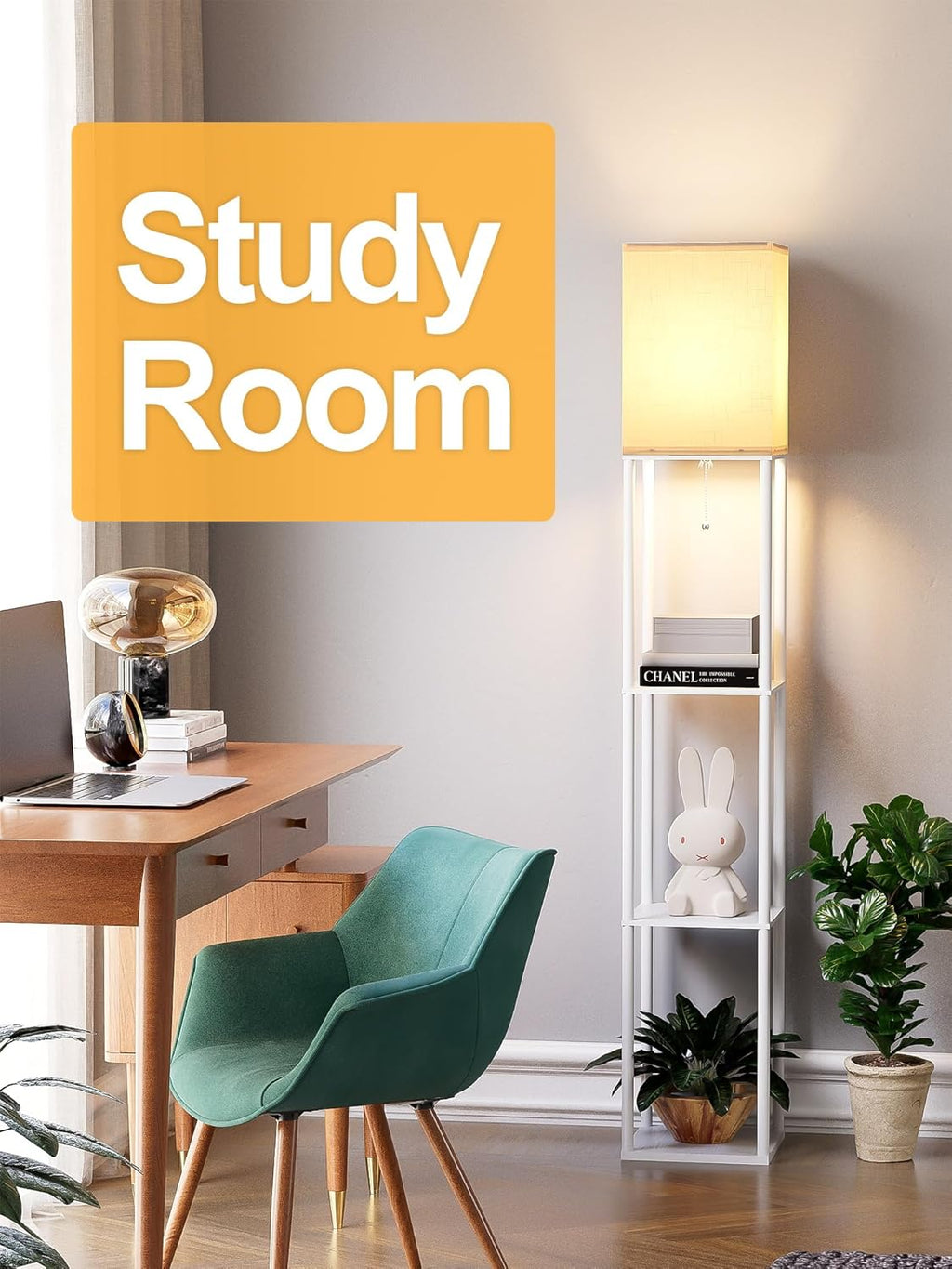 Floor Lamp with Shelves for Living Room 2 Pack, Shelf Floor Lamp with 3 CCT LED Bulb, Corner Display Standing Column Lamp Etagere…