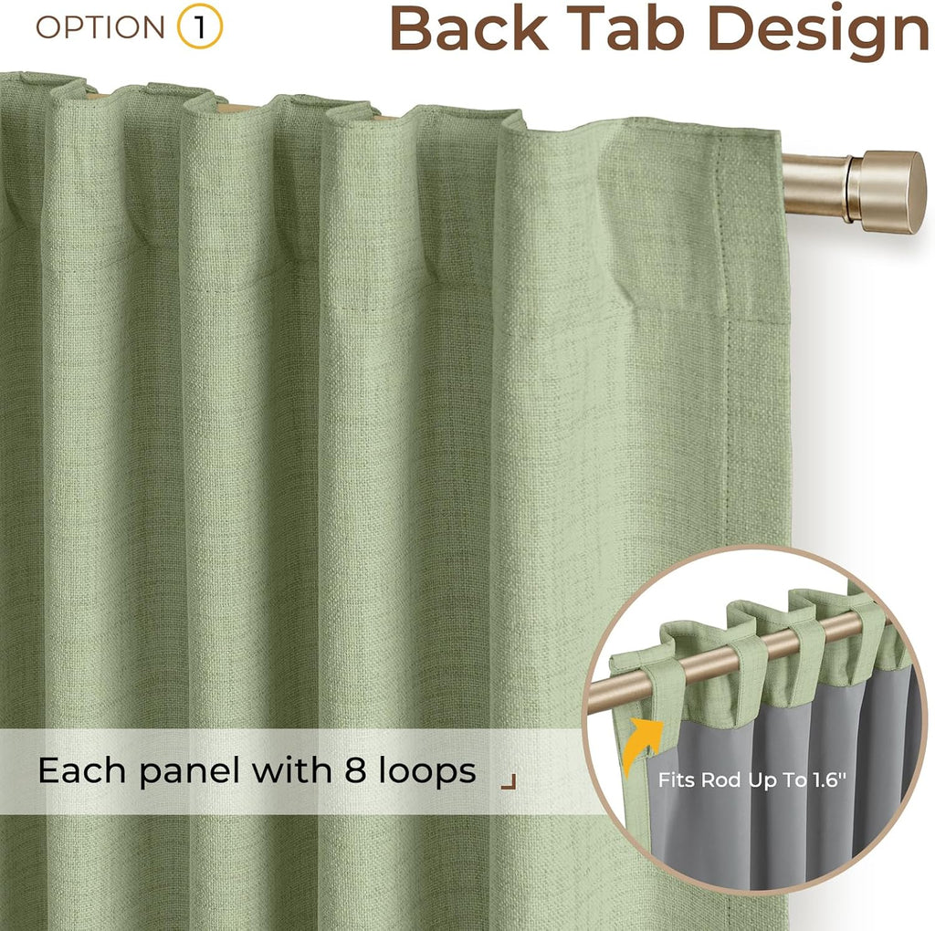 Inovaday 100% Blackout Curtains 84 Inches Length 2 Panels Set, Back Tab/Rod Pocket Linen Black Out Curtains for Bedroom, Thermal Insulated…