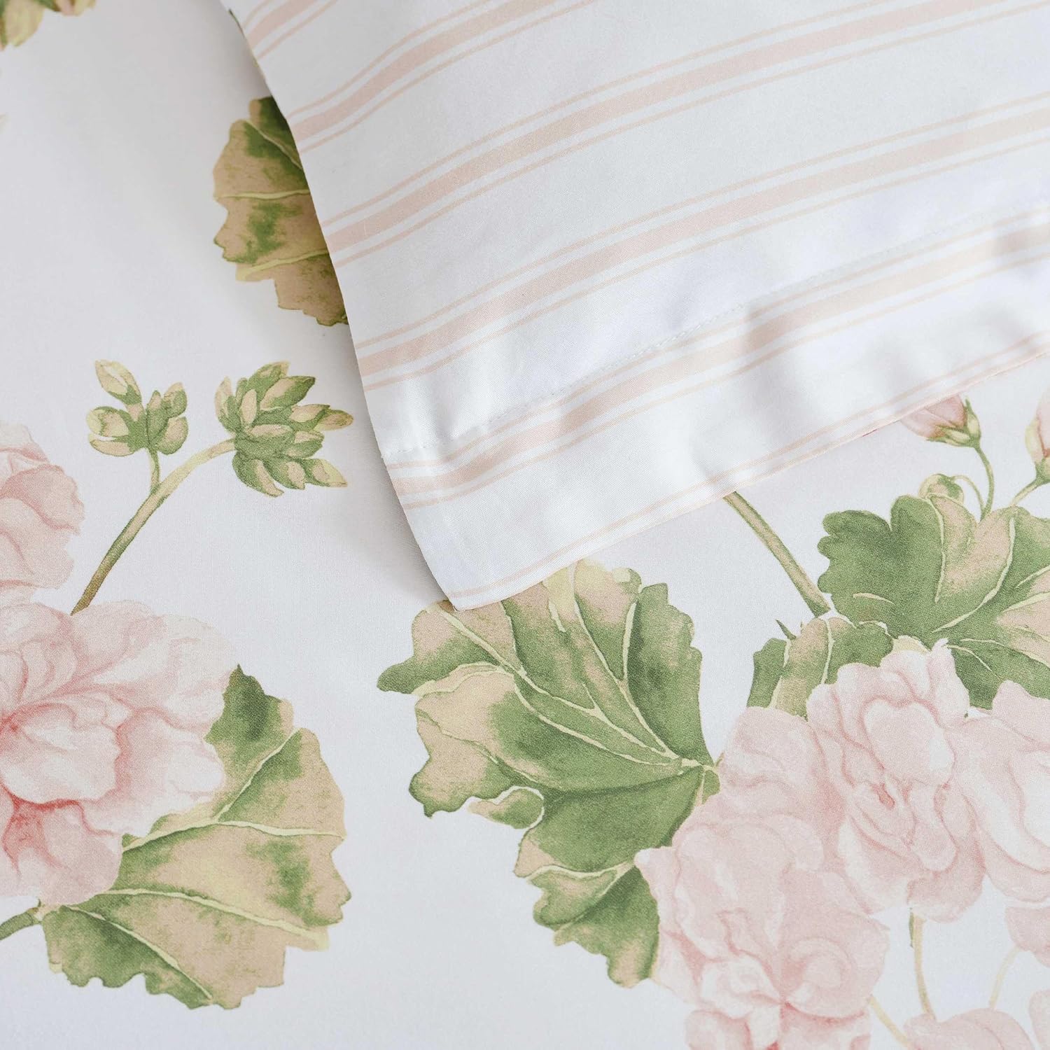 MarthaStewart Martha Stewart - Queen Duvet Cover Set, 100% Smooth & Silky Sateen Cotton Bedding, 3 Piece Floral Bedding with Matching Pillo…