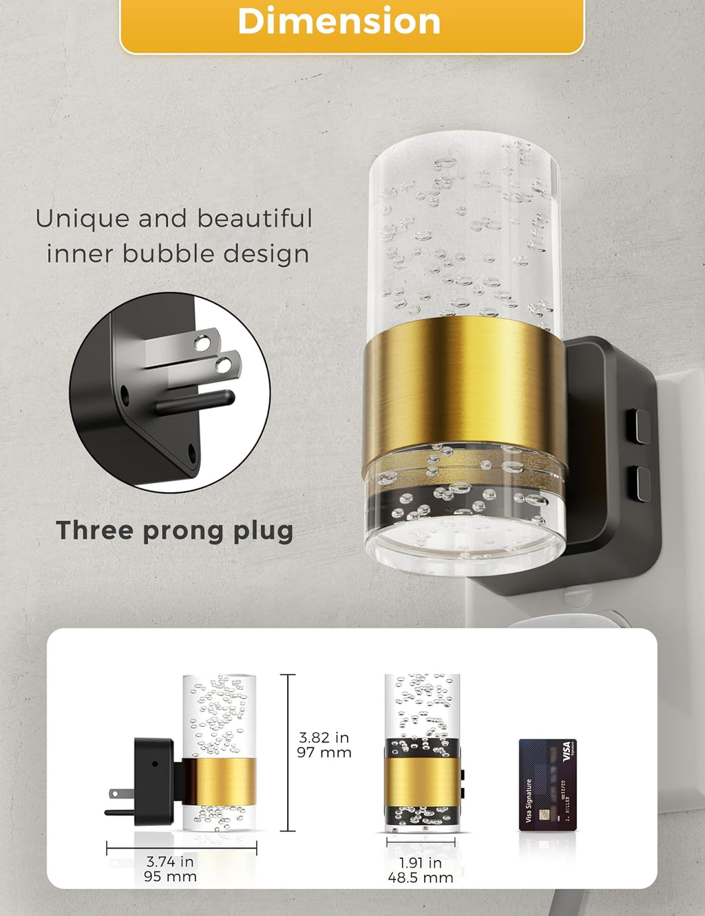 Night Lights Plug into wall, Color Changing Night Light with Rotatable Plug, Dusk to Dawn Light Sensor and Adjustable Brightness, Elegant…