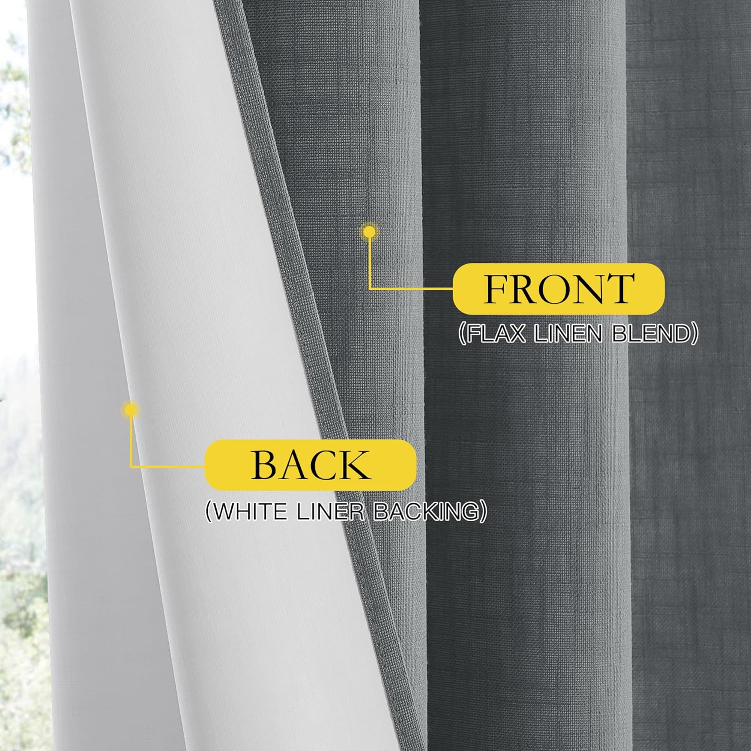 NICETOWN 100% Absolutely Blackout Linen Curtains with Thermal Insulated White Liner, 52" Wide, 2 Panels, 84 inches Long Drapes, Grommet…