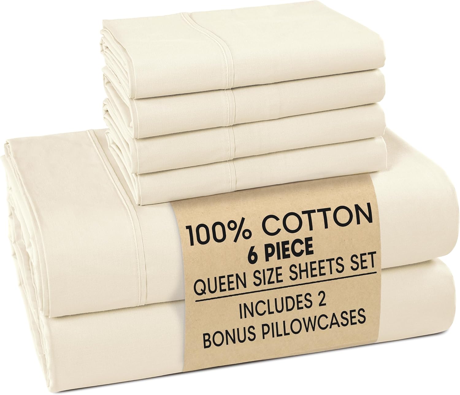 Casa Platino Queen Bed Sheets – Breathable 6 Piece Percale Cooling Queen Sheets with Crisp Feel, with 15 Inch Deep Pocket Fitted Sheet…