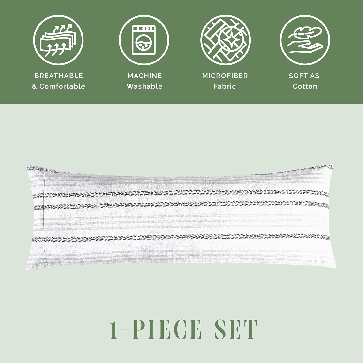 Elegantcomfort Elegant Comfort Ultra Soft 1-Piece Set Striped Print Pillowcases - 1500 Hotel Quality Microfiber, Soft and Smooth Hidden Zip…