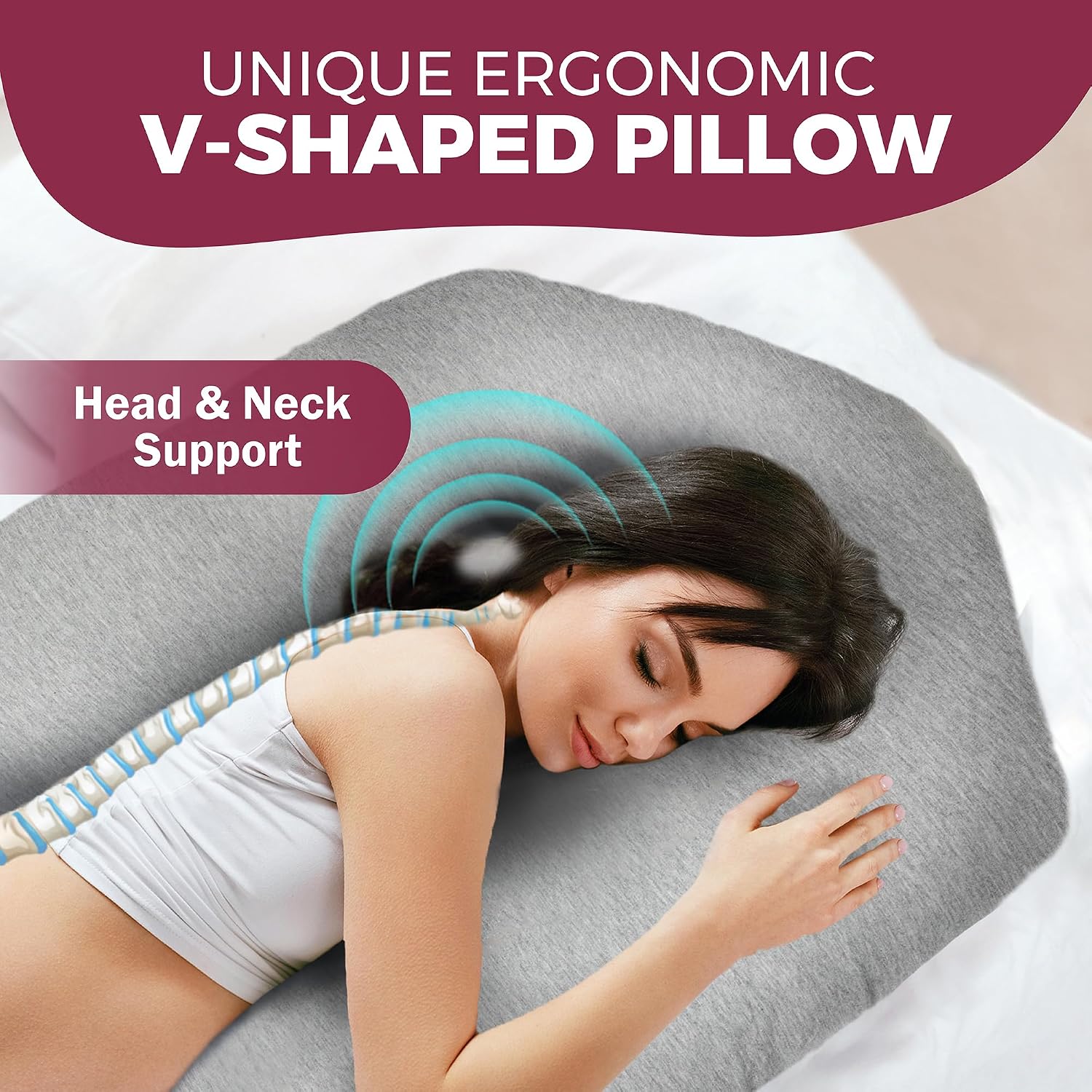 Pillani Pregnancy Pillows for Sleeping - V C U Shaped 57inch Full Body Pillow with Removable Washable Cover, Cooling Maternity Pillow for P…