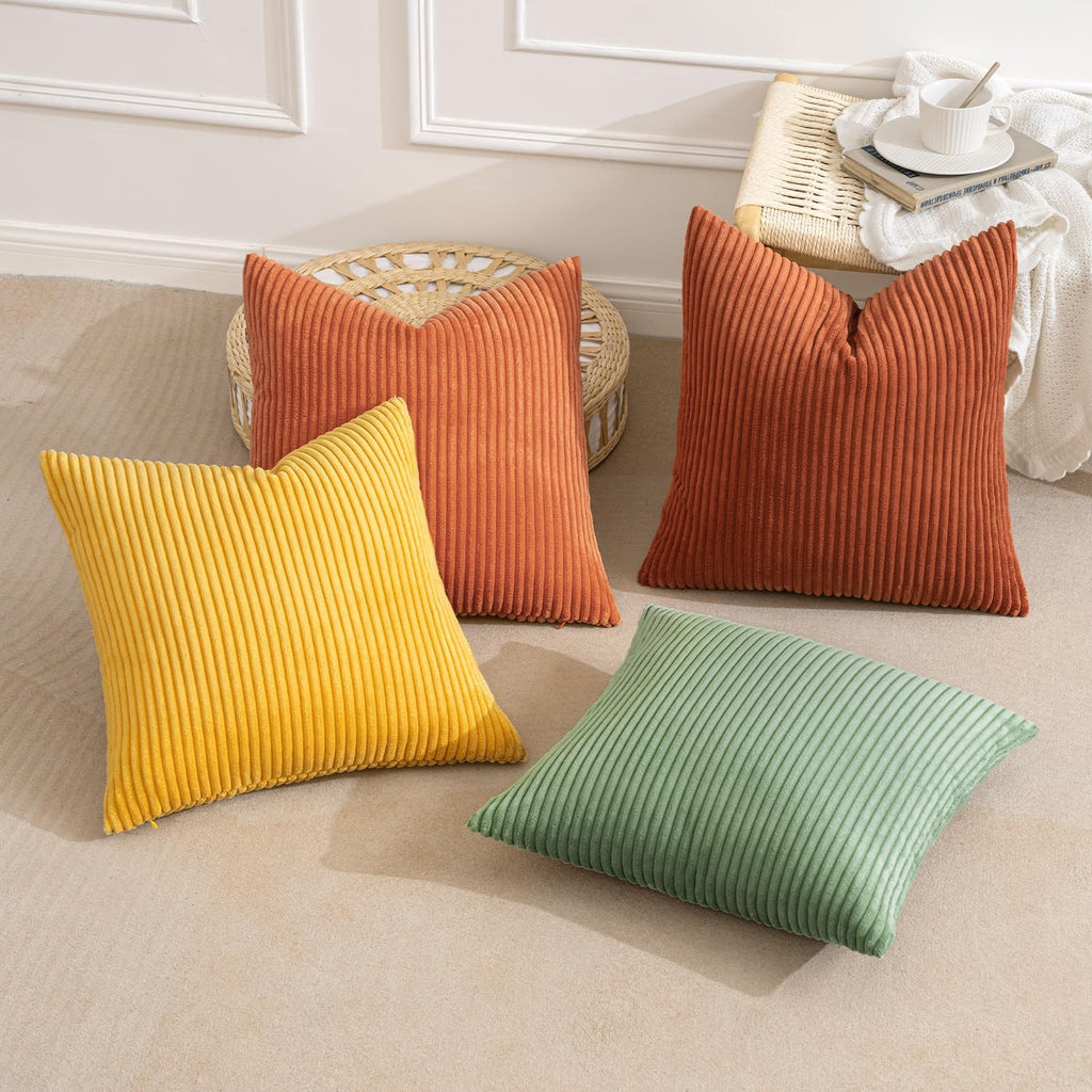 Miulee Decorative Throw Pillow Covers 18x18 Inch Set of 4, Vibrant Cushion Covers Vintage Retro Home Decor, Mix and Match Color Clash Desig…