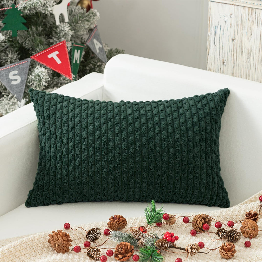 KevinTextile Kevin Textile 12x24 Inch Pillow Cover 1 Pack Boho Christmas Decorative Soft Striped Corduroy Lumbar Farmhouse Color Accent Rec…