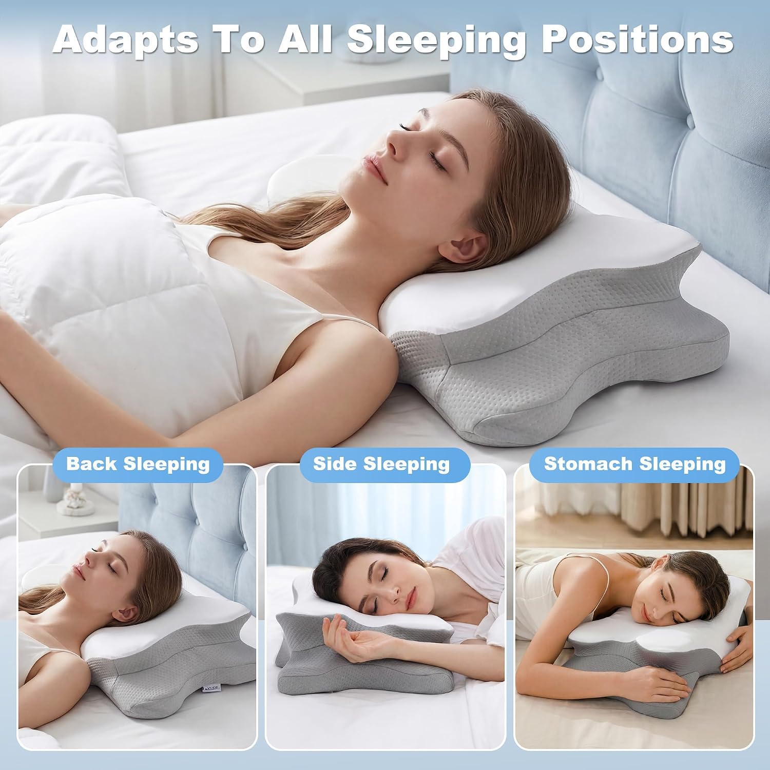 VYLEETechnologyLLC VYLEE Cervical Neck Pillow for, Ergonomic Memory Foam Pillow for Neck Support, Cooling Contour Orthopedic Pillow for Si…