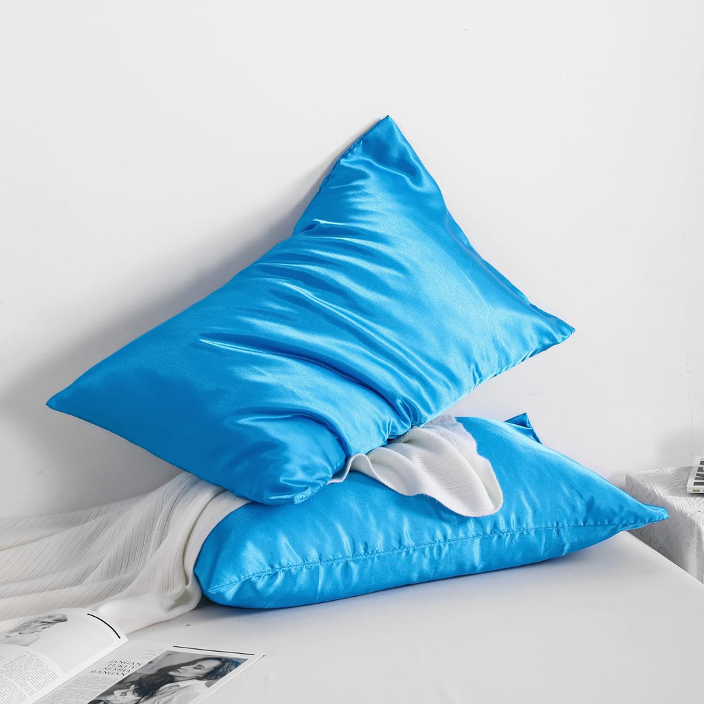 Ntbay 12 Pack Satin King Pillowcases for Hair and Skin, Luxurious and Silky Pillow Cases with Envelope Closure, 20 x 36 Inches, Royal Blue…