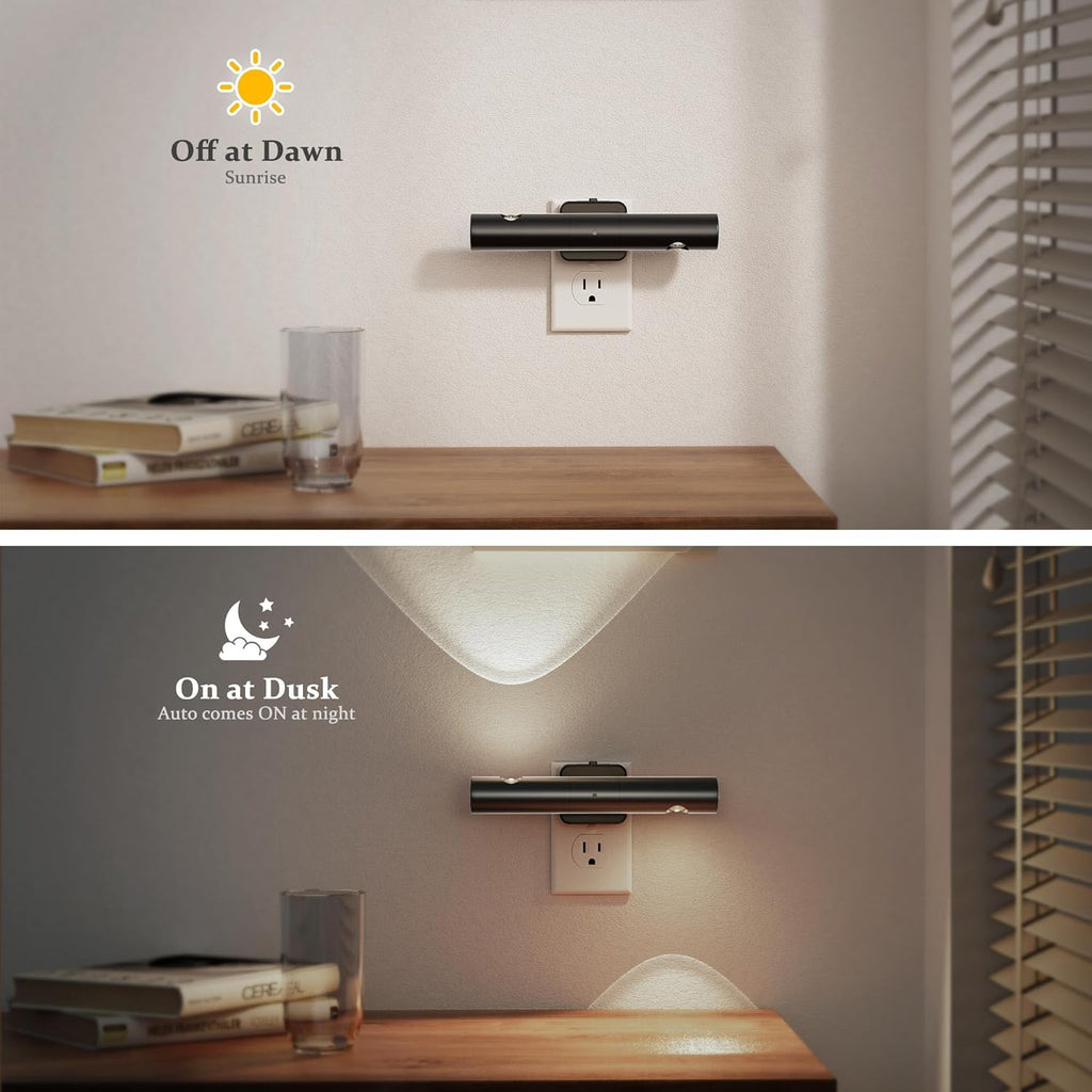 JandCase Dusk-to-Dawn Sensor Night Light, 5000K Daylight White Night Lights Plug into Wall, Adjustable Brightness 0-100LM, Dimmable LED…