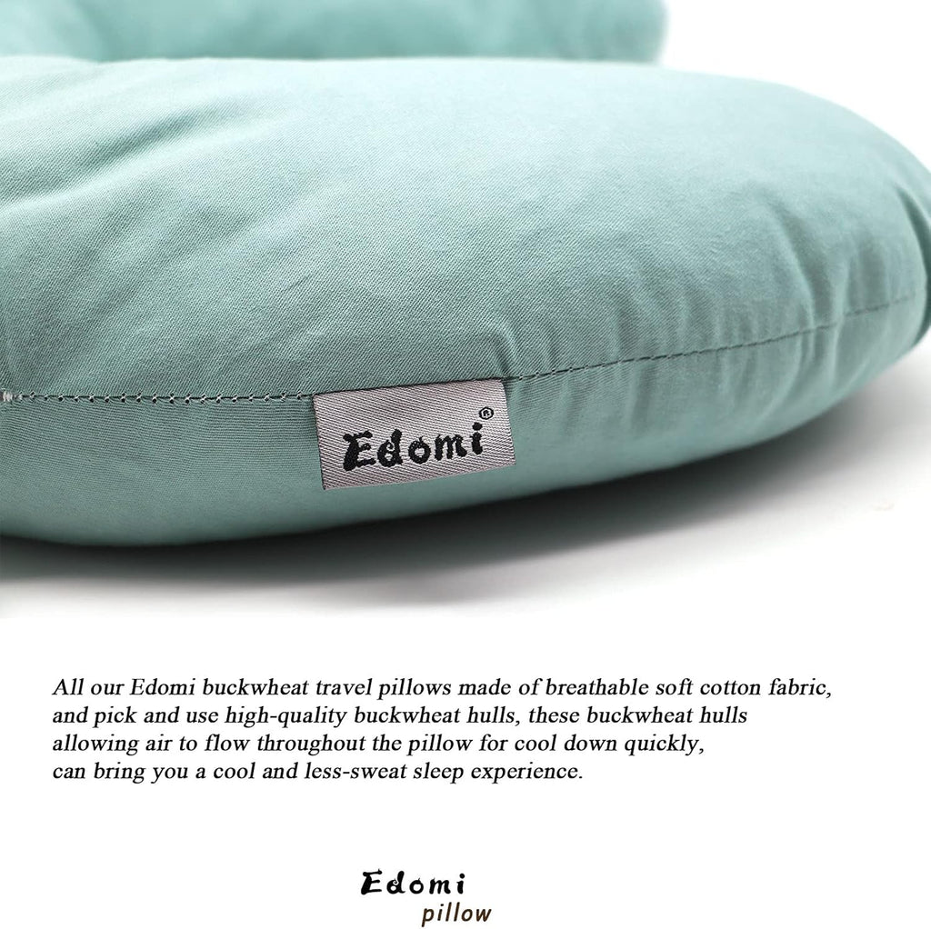 Edomi Buckwheat Hulls Neck Pillow, U Shaped Travel Pillow Portable Pillow Support for Neck Shoulder, for Side Back Stomach Sleeper with Was…